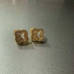 Elegant Gold and Crystal Stud Earrings